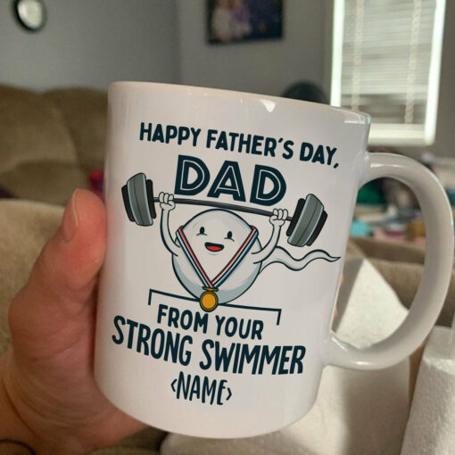 Happy Father’s Day From Strong Swimmer Mug Funny Gift Custom Name G02 1