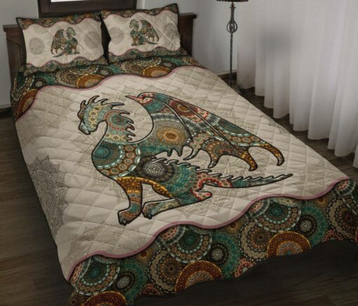 Mandala Dragon Quilt Bedding Set 2