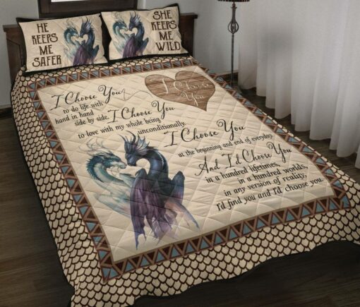 I Choose You Dragon Quilt Bedding Set 1